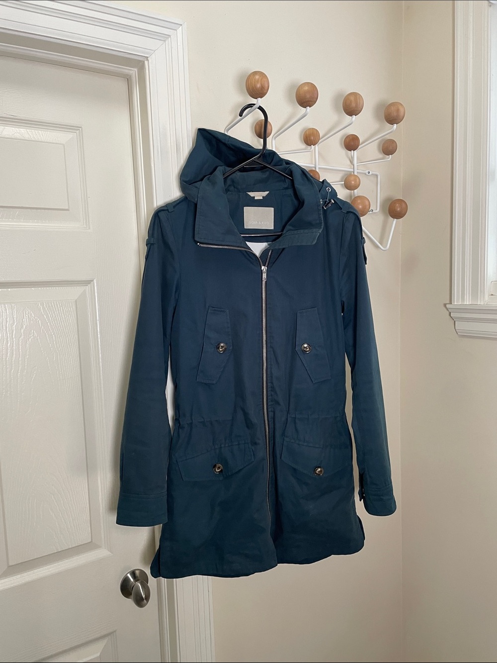 Soia  & Kyo - Outdoor Safari Style Hooded Jacket - NAvy - XS